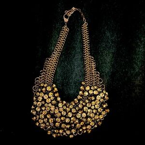 Kenneth Cole gunmetal rhinestone bib necklace